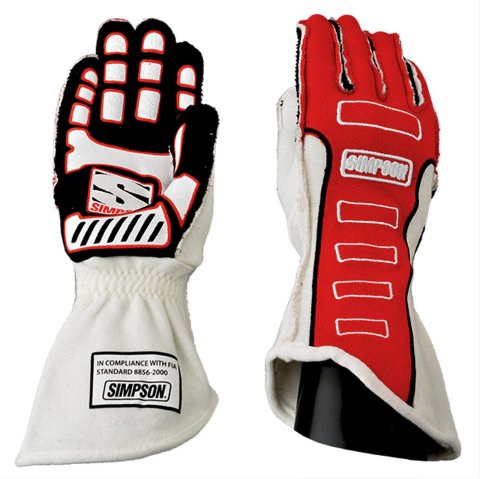 Simpson Competitor Racing Gloves 21300LR-O Driving Glove, Glove Large Red Outside Seam, Pair
