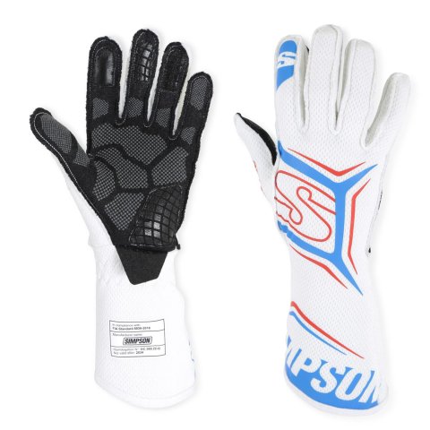 Simpson Magnata Racing Gloves MGMW Driving Gloves, Gloves, One Layer, Nomex®, Blue/White, FIA 8856-2018, SFI 3.5/5, Medium, Pair