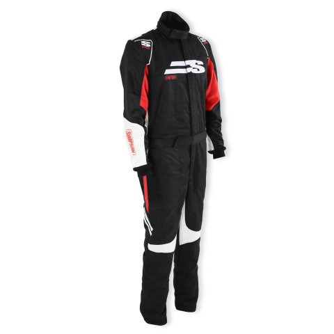 Simpson Airspeed Racing Suits AS02221 Driving Suit, Airspeed, One-piece, Double Layer, Nomex, Black/Red/White, SFI 3.2A/5, Men's Medium, Each