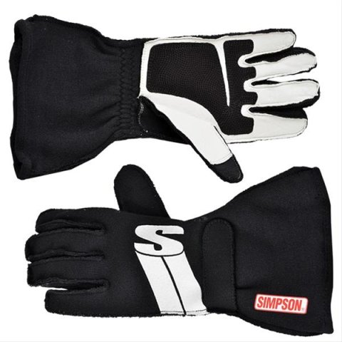 Simpson Impulse Professional Racing Gloves IMTK Driving Gloves, Racing, Double Layer, Nomex®, Black, SFI 3.3/5/FIA, X-Small, Pair