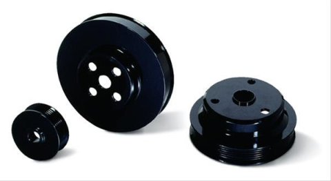 JET Underdrive Pulley Kits 90142 Set, Underdrive, Serpentine, Billet Steel, Black, Crankshaft, Alternator, Chevrolet, Pontiac, Set