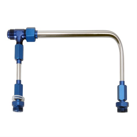 JET Carburetor Fuel Lines 34160BL Lines, Stainless Steel, Polished, Blue Anodized Aluminum Fittings, Holley 4160, Kit