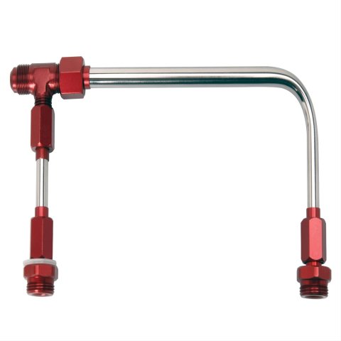 JET Carburetor Fuel Lines 34150RD Lines, Stainless Steel, Polished, Red Anodized Aluminum Fittings, Holley 4150, Kit
