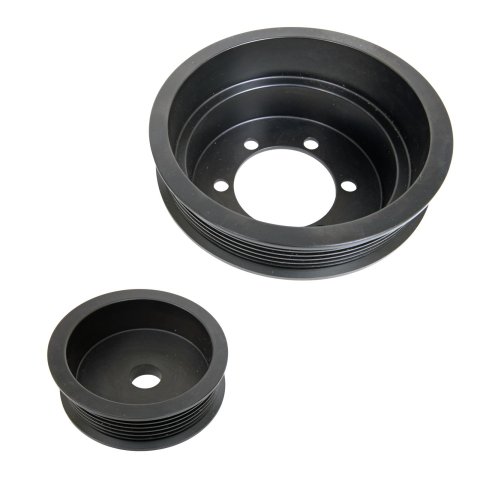 JET Underdrive Pulley Kits 90501 Pulleys, Serpentine, Steel, Black, Mopar, Small Block, 6 Bolt, Magnum, Pair