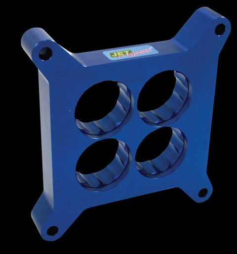 JET Powr-Flo 1 Inch Carburetor Spacer 62204 Spacer, Billet Aluminum, in. Thick, 4-Hole, Square Bore, Blue Anodized, Each