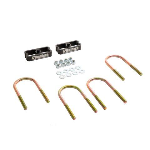 Belltech Rear Block Kits 6000 Lowering Blocks/U-Bolts, Aluminum, 1.00 in. Drop, Rear, for 3.00 in. Axle Tube Diameter, Chevy, GMC/Isuzu, Kit