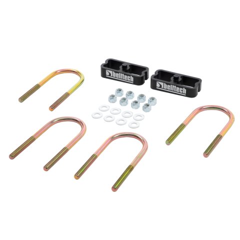 Belltech Rear Block Kits 6002 Lowering Blocks/U-Bolts, Aluminum, 1 in. Lowering, For 2.5/3.0 in. Wide Leaf Springs, Rear, Universal, Kit