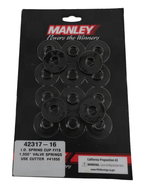 Manley Valve Spring Cups and Locators 42317-16 Locators, Inside, Steel, .062 in. Thick, 1.535 in. O.D., .570 in. I.D, .720 in. Shoulder, Set of 16