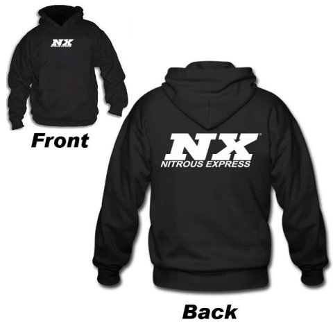 Nitrous Express NX Logo Hooded Sweatshirts 16594 Sweatshirt, Cotton, Black, Pullover, Logo, Men's Small, Each