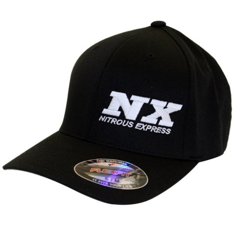 Nitrous Express Ball Cap Style Hats with Logo 16592 Hat, Cap, Cotton, Polyester, Spandex, Black, NX Logo, Flexfit Closure, Small/Medium, Each