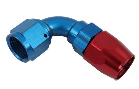 Earl's Performance Swivel-Seal Hose Ends 809110ERL Fitting, End, Swivel-Seal, 90 Degree, -10 AN to Female -10 AN, Aluminum, Red/Blue, Each