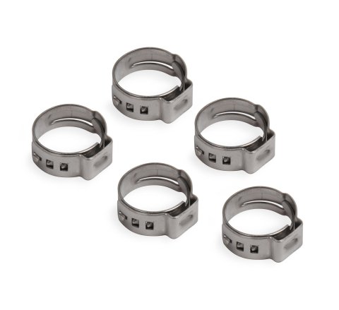 Earl's Performance Vapor Guard Hose Clamps 750009ERL Clamps, Guard, Compression Style, One-ear, Crimp-type Clamps, Stainless Steel, Natural, 0.585 in. O.D., Set of 5