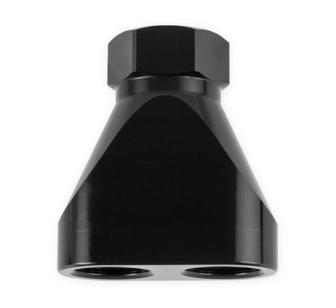 Earl's Performance Fuel Distribution Blocks 100161ERL Block, Y-Type, Billet Aluminum, Black Anodized, -10 AN O-Ring Female Inlet, -8 AN O-Ring Female Outlets, Each