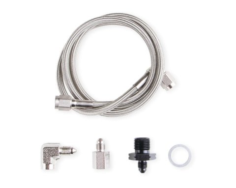 Earl's Performance Oil Pressure Gauge Installation Kits LS0032ERL Supply Line, Braided Stainless Steel, -3 AN, 3 ft. Includes Adapters, Chevrolet, LS Engine, Kit