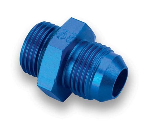 Earl's Performance AN Port Adapters 985068ERL Fitting, Adapter, to Straight Cut, Straight, Aluminum, Blue Anodized, -6 AN, -8 AN, Each