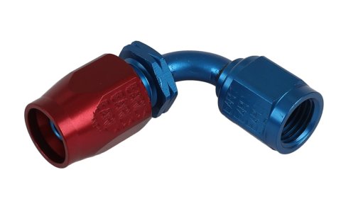 Earl's Performance Auto-Fit Hose Ends 309104ERL Fitting, End, Auto-Fit, 90 Degree, -4 AN to Female -4 AN, Aluminum, Red/Blue, Each