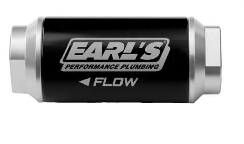Earl's Performance Inline 40 Microns Fuel Filter with -6 AN Inlet Size 230616ERL Filter, Inline, microns, Black Housing, Stainless Steel Mesh Element, O-ring, Female Threads