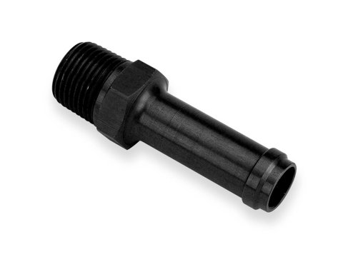 Earl's Performance Hose Barb to Pipe Thread Adapters AT984006ERL Fitting, Adapter, NPT Barb, Straight, Aluminum, Black Anodized, 1/4 in. NPT, 3/8 in. Barb, Each