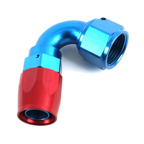 Earl's Performance Swivel-Seal Hose Ends 812012ERL Fitting, End, Swivel-Seal, 120 Degree, -12 AN to Female -12 AN, Aluminum, Red/Blue, Each