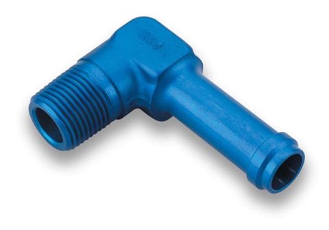 Earl's Performance Hose Barb to Pipe Thread Adapters 984212ERL Fitting, Adapter, NPT Barb, 90 Degree, Aluminum, Blue Anodized, 3/4 in. NPT, 3/4 in. Barb, Each