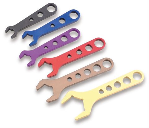 Earl's Performance AN Hose End Wrench Kits 230402ERL Wrench, 6-Piece, Open Ended, Short Handle, Aluminum, Anodized, Kit