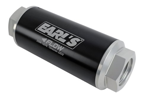 Earl's Performance Inline 10 Microns Fuel Filter with -12 AN Inlet Size 230610ERL Filter, Inline, microns, Black Housing, Stainless Steel Mesh Element, O-ring, Female Threads