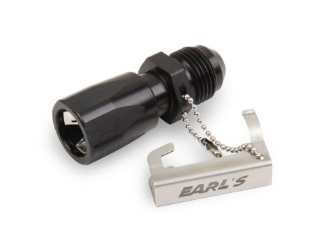 Earl's Performance Quick-Disconnect Fittings AT991966ERL Quick Disconnect, Female 3/8 in., Male -6 AN, Straight, Aluminum, Black Anodized, Each