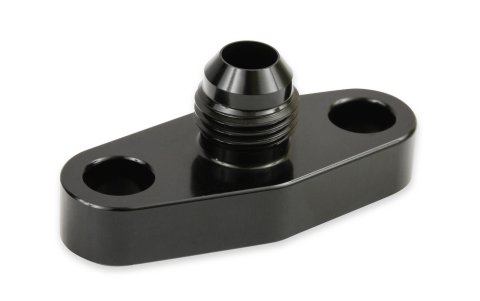 Earl's Performance Turbocharger Oil Flange Fittings GT0003ERL Component, Supply Fitting, Black Anodized, Aluminum, -6 AN Male Threads, Fits T-40, Each
