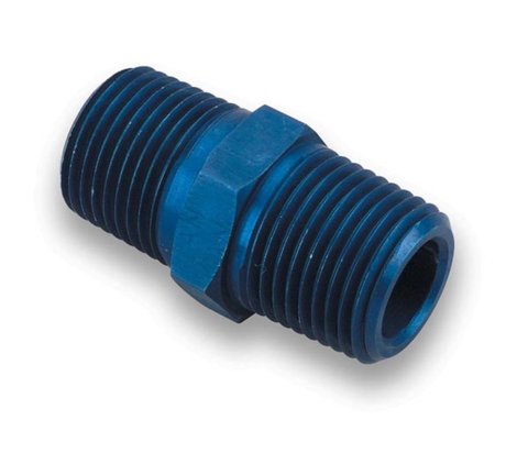 Earl's Performance Couplers 991101ERL Fitting, Coupler, Union, NPT to NPT, Straight, Aluminum, Blue Anodized, 1/8 in. NPT, 1/8 in. NPT, Each
