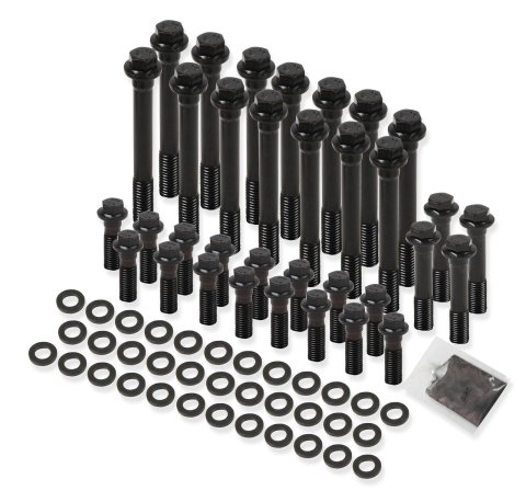 Earl's Performance Cylinder Head Bolt Kits TBS-003ERL Fasteners, Kits, 12-point Head, Chromoly, Black, Flat Washers, Chevrolet, Small Block, Kit
