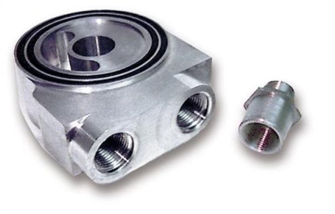Earl's Performance Billet Aluminum Sandwich-Style Oil Thermostats 503ERL Adapter, Thermostat, Sandwich, Aluminum, Natural, 13/16-16 in. Thread, -10 AN O-Ring Inlet/Outlet, Each