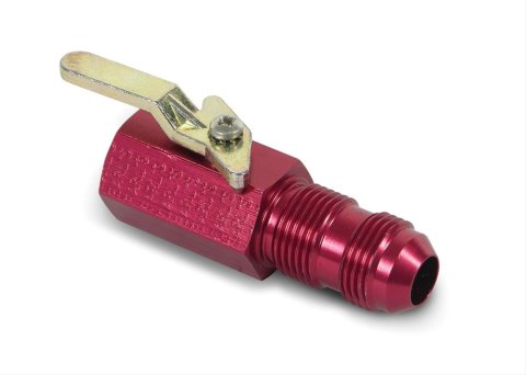 Earl's Performance Shut-Off Valves 230503ERL Valve, Aluminum, Red, 3/8 in. Female NPT Inlet, -8 AN Bulkhead Outlet, 2 3/4 in. Overall Length, Each