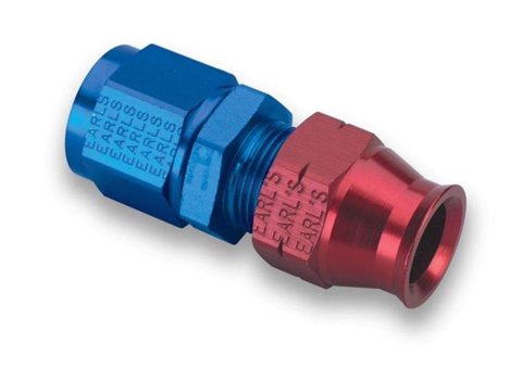 Earl's Performance Tube Adapter Fittings 165156ERL Fitting, Adapter, AN to Tubing, Straight, Aluminum, Red/Blue Anodized, -6 AN, 5/16 in., Swivel, Each