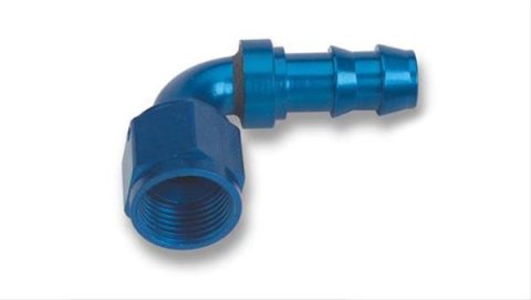 Earl's Performance Super Stock Hose Ends 709111ERL Fitting, End, Stock, 90 Degree, -10 AN to Female -10 AN, Aluminum, Blue, Each