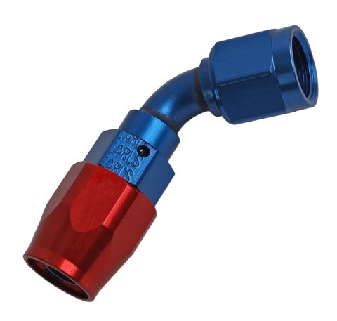 Earl's Performance Swivel-Seal Hose Ends 806106ERL Fitting, End, Swivel-Seal, 60 Degree, -6 AN to Female -6 AN, Aluminum, Red/Blue, Each