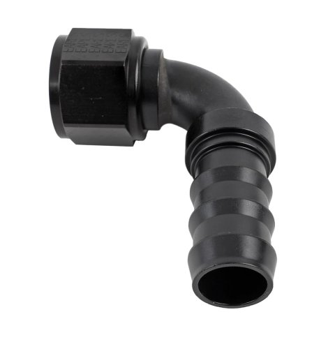 Earl's Performance Super Stock Hose Ends AT709113ERL Fitting, End, Stock, 90 Degree, Aluminum, Black Anodized, -12 AN Male, -12 AN Female, Each