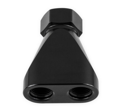 Earl's Performance Fuel Distribution Blocks 100160ERL Block, Y-Type, Billet Aluminum, Black Anodized, -8 AN O-Ring Female Inlet, -6 AN O-Ring Female Outlets, Each
