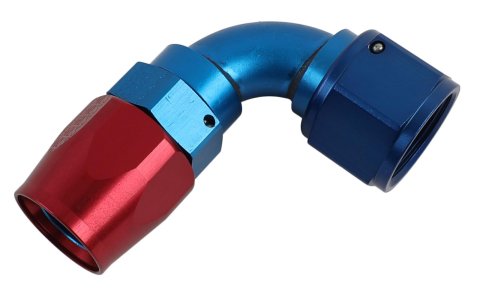 Earl's Performance Swivel-Seal Hose Ends 809112ERL Fitting, End, Swivel-Seal, 90 Degree, -12 AN to Female -12 AN, Aluminum, Red/Blue, Each