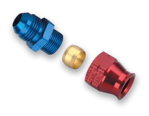 Earl's Performance Tube Adapter Fittings 165086ERL Fitting, Adapter, AN to Tubing, Straight, Aluminum, Red/Blue Anodized, -8 AN, 3/8 in., Each