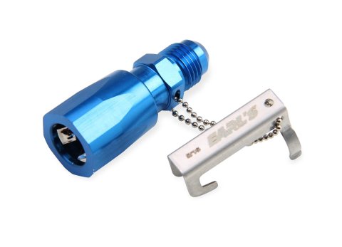 Earl's Performance Quick-Disconnect Fittings 991966ERL Fitting, Spring Lock to AN, Straight, Aluminum, Blue Anodized, -6 AN, 3/8 in., Each