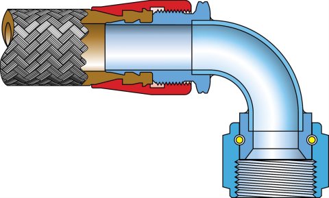 Earl's Performance Auto-Fit Hose Ends 304608ERL Fitting, End, Auto-Fit, 45 Degree, -8 AN to Female -8 AN, Aluminum, Red/Blue, Each