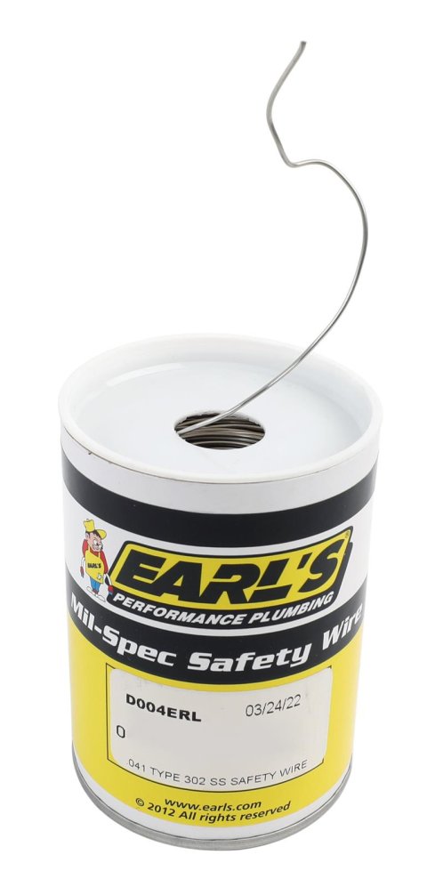 Earl's Performance Safety Wire D004ERL Wire, Stainless Steel, .041 in. Diameter, 1 lb. Can, Each