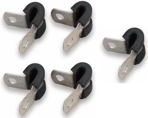 Earl's Performance Cushioned Hose Clamps 171008ERL Mounting Clamps, Cushioned, Aluminum, Natural, One 1/2 in. Diameter Hole, Set of 5