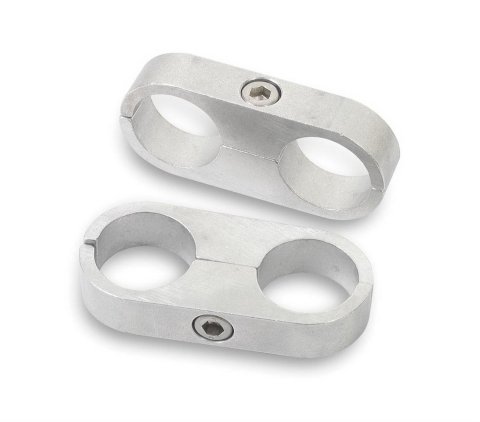 Earl's Performance Hose and Tubing Clamps 167208ERL Clamps, Separator, Two 1/2 in. Diameter Holes, Natural, Aluminum, Pair