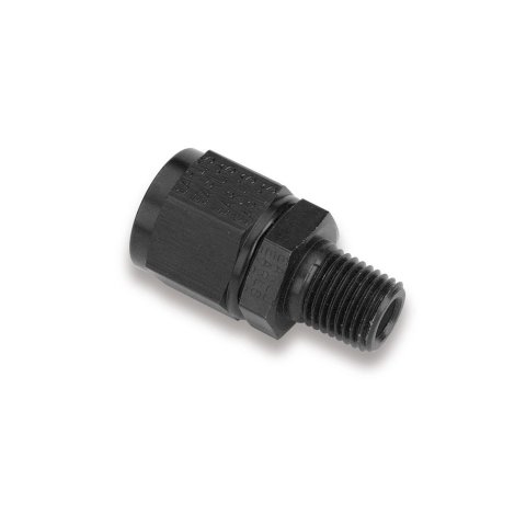 Earl's Performance AN to NPT Adapter Fittings AT916108ERL Fitting, Adapter, NPT, Straight, Aluminum, Black Anodized, -8 AN, 3/8 in. NPT, Swivel, Each