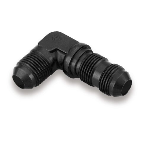 Earl's Performance Bulkhead Adapter Fittings AT983304ERL Fitting, Bulkhead, 90 Degree, -4 AN to -4 AN Male, Aluminum, Black Anodized, Each