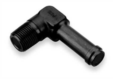 Earl's Performance Hose Barb to Pipe Thread Adapters AT984212ERL Fitting, Adapter, NPT Barb, 90 Degree, Aluminum, Black Anodized, 3/4 in. NPT, 3/4 in. Barb, Each