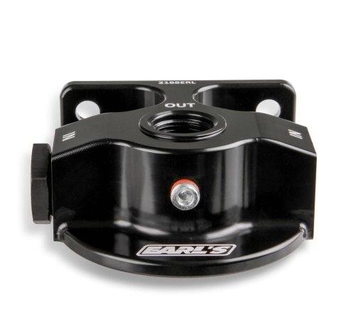 Earl's Performance Remote Oil Filter Mounts 2188ERL Mount, Remote, Billet Aluminum, Black Anodized, Two -10 AN O-ring Female Threads Inlets, One -10 AN Female Threads Outlets, Each