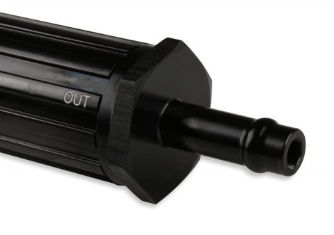 Earl's Performance Vapor Guard 100 Microns Fuel Filter with 0.313 in. Inlet Size 731055ERL Filter, Guard, Inline, 5/16 Inlet, Hose Barb, 5/16 Outlet, Hose Barb, Aluminum, Black, 4.50 Overall Length, Each