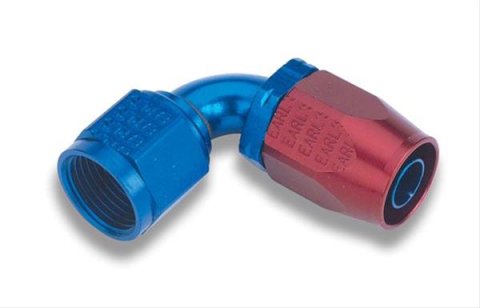 Earl's Performance Auto-Fit Hose Ends 309120ERL Fitting, End, Auto-Fit, 90 Degree, -20 AN to Female -20 AN, Aluminum, Red/Blue Anodized, Each